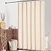 MitoVilla Beige Boho Shower Curtains for Modern Farmhouse Bathroom Decor, Cream Vintage Country Thick Polyester Linen Fabric Shower Curtain, Rustic Tassel Cloth Shower Curtain, 72 x 72