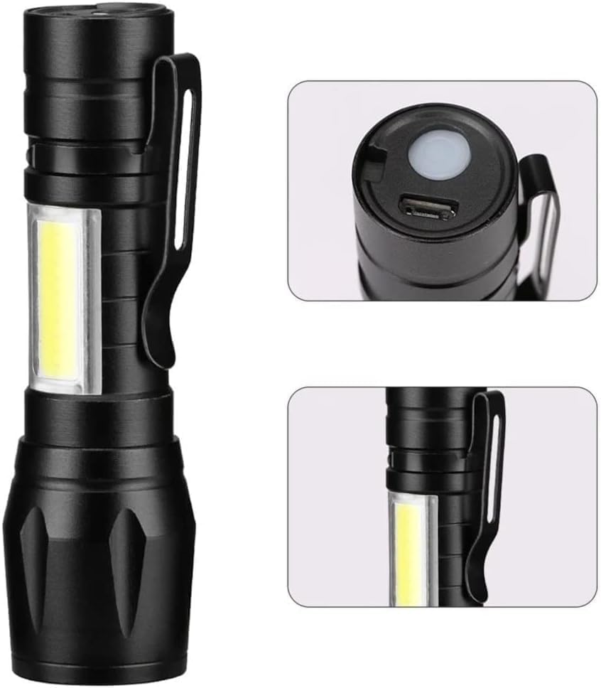 Image of Panther Rechargeable Mini LED Torch | 400 Lumens XPE + COB LED with Zoom 3 Modes Aluminium Housing Micro USB Charging Portable Torch for Camping, Emergency, Bicycle and Vehicle