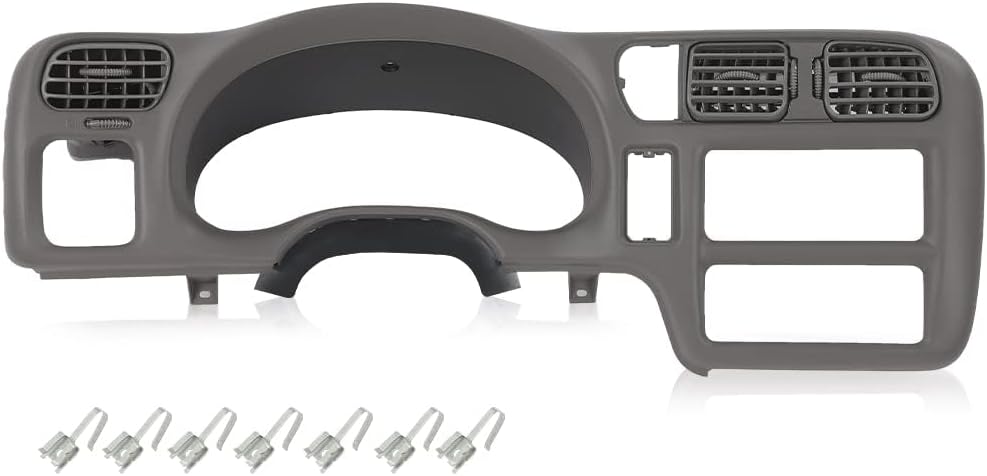 G-PLUS Dashboard Bezel Cluster Dash Bezel Trim Double Din Fit For Chevy Blazer S10/GMC Jimmy Sonoma 1998 1999 2000 2001 2002 2003 2004 Dash Trim Bezel Cover,Dark Gray