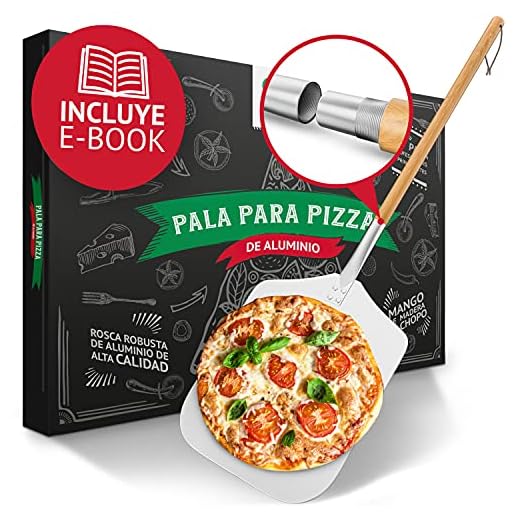 Pala de pizza Pizza Divertimento® - Pala para pizza de aluminio inoxidable [83 cm] - Rosca práctica y sólida - pala para pizza de bordes redondeados