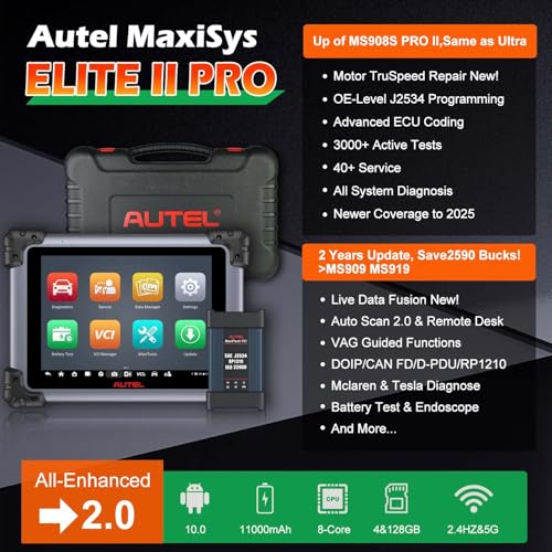 Autel MaxiSys Elite II Pro 2026 Diagnostic Scanner, J2534 ECU Programming Tool (As Ultra/MS908S PRO II), CAN FD & DoIP, Bidirectional Control, 150+ Car Brands, 40+ Services, 2-Year Free Updates - Image 3
