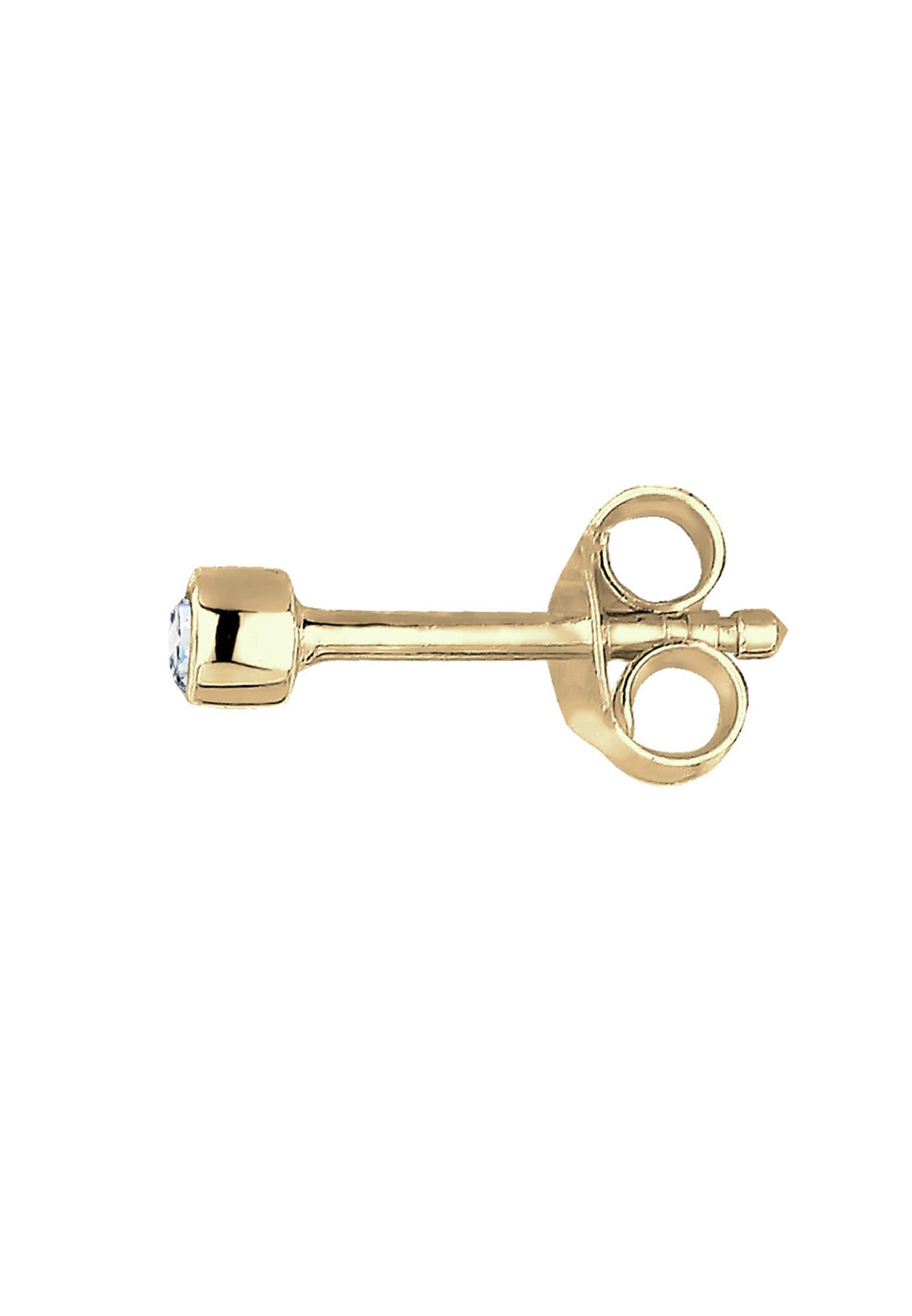 Elli DIAMONDS Ohrringe Damen Single Stecker mit Diamant (0.03ct) Basic in 375 Gelbgold