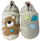  Engel und Piraten Krabbelschuhe MARKENQUALITÄT AUS Deutschland- VIELE Modelle bis 4 Jahre Leder Babyschuhe Leder Lauflernschuhe Lederpuschen Krabbelschuhe (22/23 EU, Teddy)