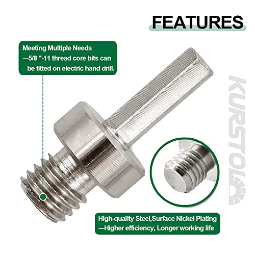 Kurstol Tile Hole Saw Kit - 3Pcs Diamond Core Drill Bits 6/8/10Mm+1Pc Hex Shank Adapter To 5/8-11" Thread For Shaping Enlarging Porcelain Ceramic Granite Marble Angle Grinder #TOP6