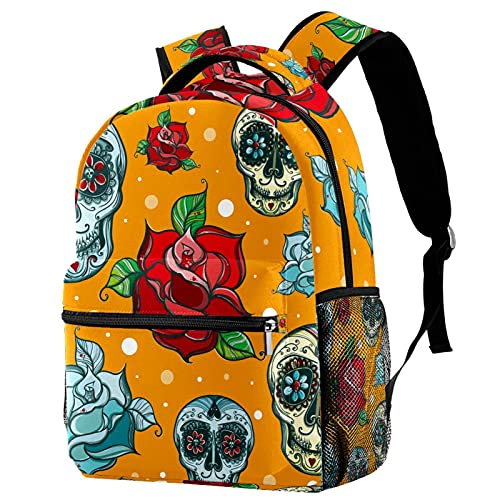 Sac à dos motif tête de mort multicolore pour étudiant et ado