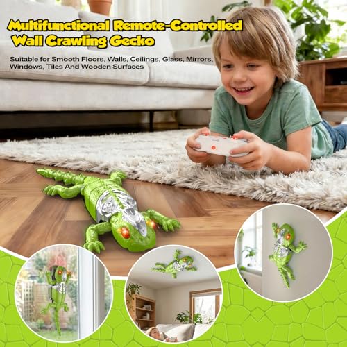 Robot d'escalade lézard RC télécommandé rechargeable vert anti-gravité - 4
