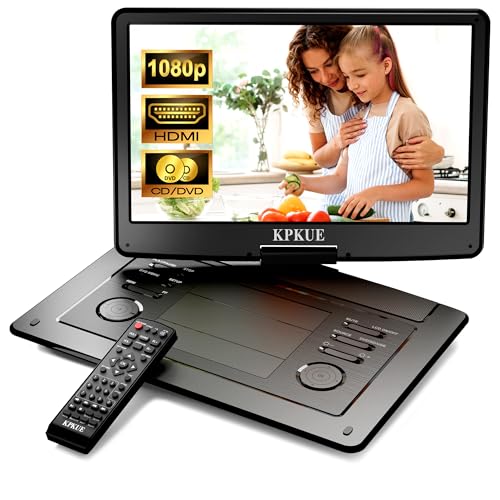 Image of KPKUE 18” Portable DVD Player with 15.6-inch 1080P Swivel Screen, HDMI Input, Large Matte Monitor Protect Eyes, 4-Hour Battery Life, Region Free, Support Multi-Disc, Type-C, USB&SD Card for Road Trip