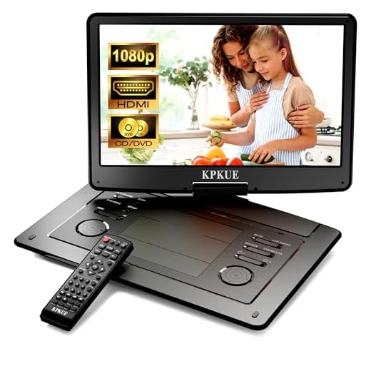 KPKUE Portable DVD Player with 15.6-inch 1080P FHD Screen, Large Swivel Monitor, Built-in 4 Hour Rechargeable Battery, Dual-Speaker, Support Multi-Disc, HDMI, Type-C, USB, SD Card Ports for Home, Trip