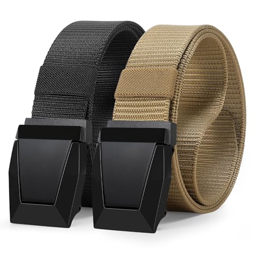 2 Pack WERFORU Tactical Nylon Belt for Men - Nylon Web Belt with Quick Release Metal Buckles