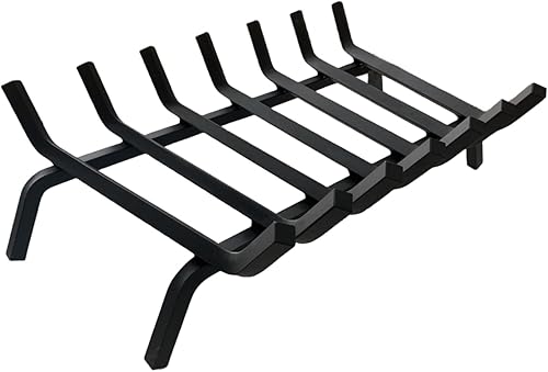 Rejilla de chimenea de 21 pulgadas en diseño en forma de V, barras de acero sólido de alta calidad de 0.9 pulgadas, rejilla de leña de chimenea de