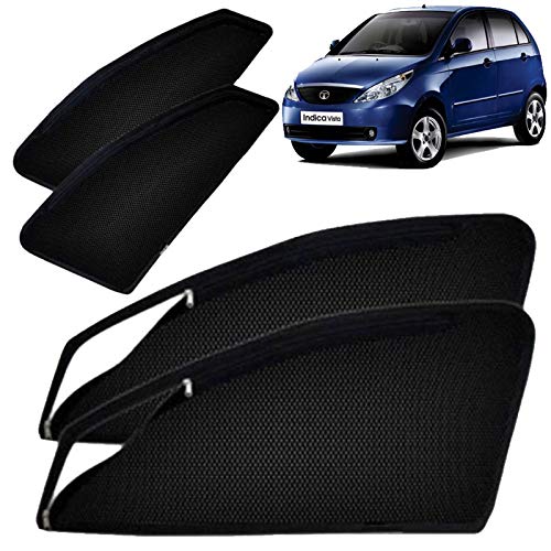 Image of Autofact Magnetic Car Sunshades Compatible with Tata Manza (Set of 4) - Easy Installation, UV Protection, Keeps Car Cool (Front 2 with Zippers for Easy Access, Rear 2 Without Zippers)