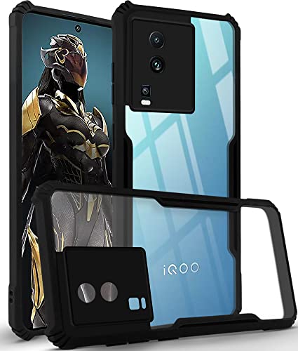 Image of Jkobi Back Cover Case for Vivo iQOO Neo 7 (Crystal Glass Back | Camera Protection | Shockproof Bumpers | Professional Black)