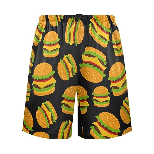 Pigsaly Pajama Shorts Cute Hamburger Men's Pajama Bottoms Fast Food Tomato Sleep Pajama Drawstring Shorts XL