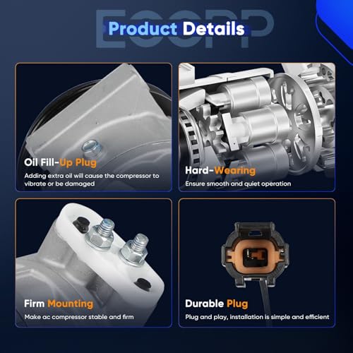 Image of ECCPP AC Compressor Fit for INFINITI FX35 G35 3.5L 2003-2008 | Fast Cooling AC Compressor with Clutch