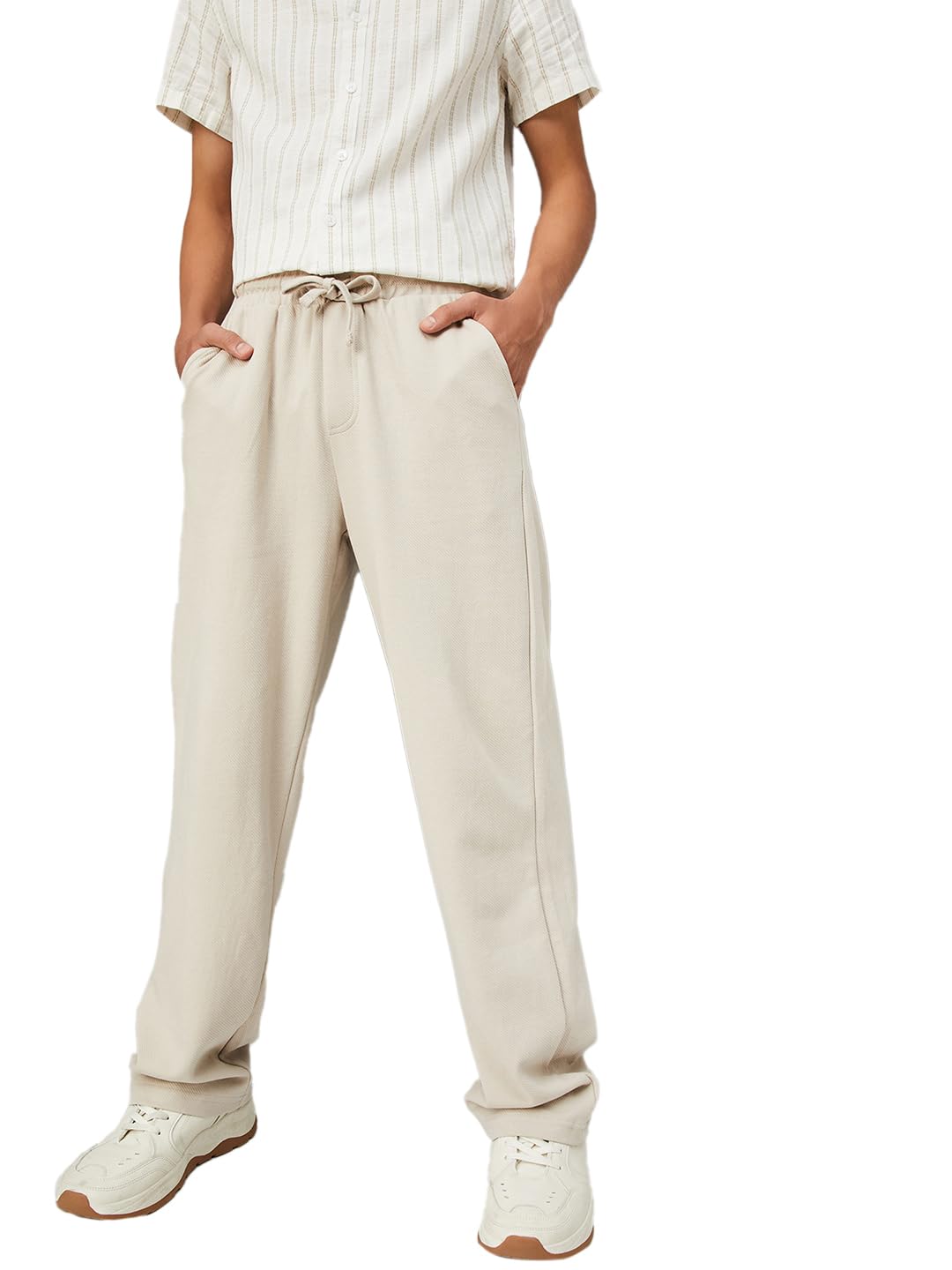 max boy's cotton solid textured track pants