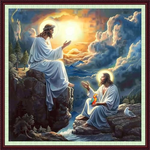 Image of Dooxvey Cross Stitch Kits for Adults Beginners,Full Range of Cross-Stitch Stamped Kits Needlepoint Kits for Beginners Embroidery Kits 11CT Cross Stitch Patterns-Jesus' Prayer 18x18 inch