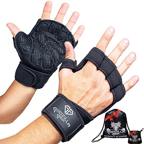 Fitness Gloves for Weightlifting, CrossFit – Black Workout Gloves with Wrist Support & Full Palm P - //coolthings.us