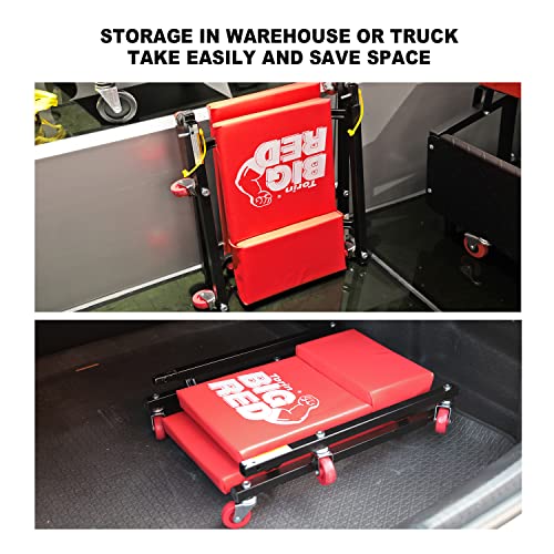 BIG RED 2-Piece Rolling Garage/Shop Creeper: 36" Padded Mechanic Cart with Headrest and 6 Casters, Red by BIG RED - Image 7