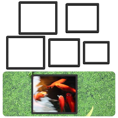 Image of LLOUSSAK 5Pcs Fish Feeding Ring, 5 Sizes Aquarium Feeding Ring for Fish Tank, Square EVA Floating Plant Corral /Aquarium Fishes Feeder Rings Filter Out Floating Plants Accessories (Black)