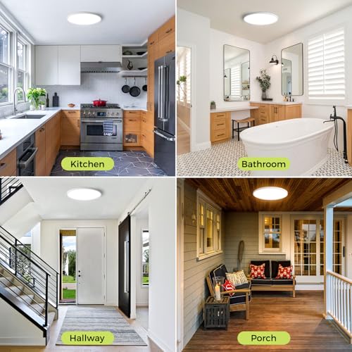 hepside 2Pack LED Flush Mount Ceiling Light Fixture, 12Inch 24W, Dimmable&3000K/3500K/4000K/5000K/6500K Adjustable Low Profile Ceiling Lights, White Round Flat Ceiling Light for Closet,Kitchen,Hallway by hepside - Image 6