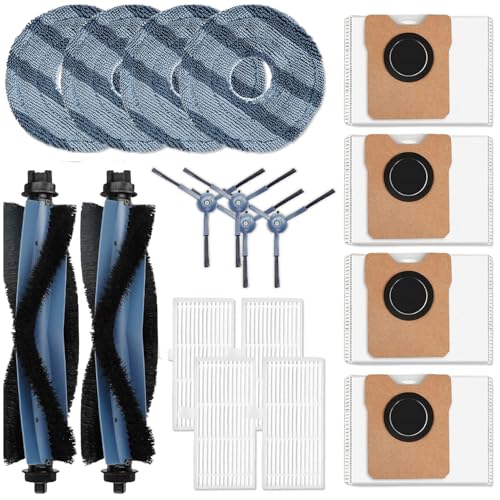 Replacement Parts Compatible with eufy Omni C20 Serie Robot Vacuum Cleaner Accessories, 2 Main Brush, 4 Side Brushes, 4 HEPA Filters,4 Mop Pads, 4 Dust Bags 20 Piece Repair Kit