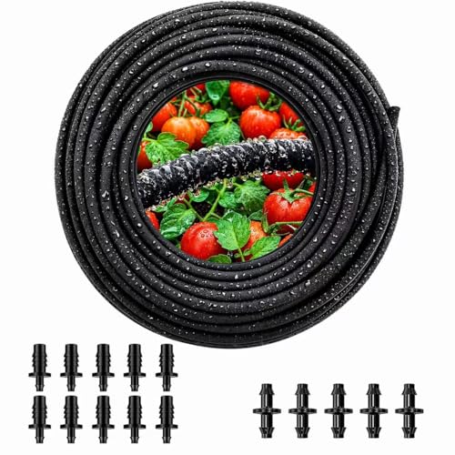 Soaker Hose 1/4 Inch 100ft Garden Soaker Hose for Garden Beds Trees & Flower Beds Uniform Seepage Irrigation Hose