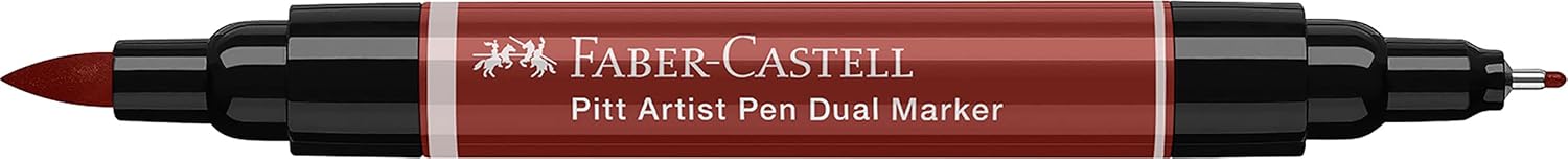 Faber-Castell Art & Graphic Pitt Artist Pen Dual Marker India Ink, India Red, Single Pitt Pen, For Art, Craft, Drawing, Sketching, Home, School, University, Colouring