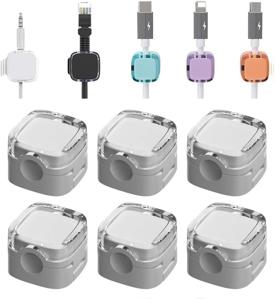 2024 New 6 Pack Charging Cable Magnetic Cable Organizer Storage Holder Cord Organizer Magnetic Cable Management Clips Phone