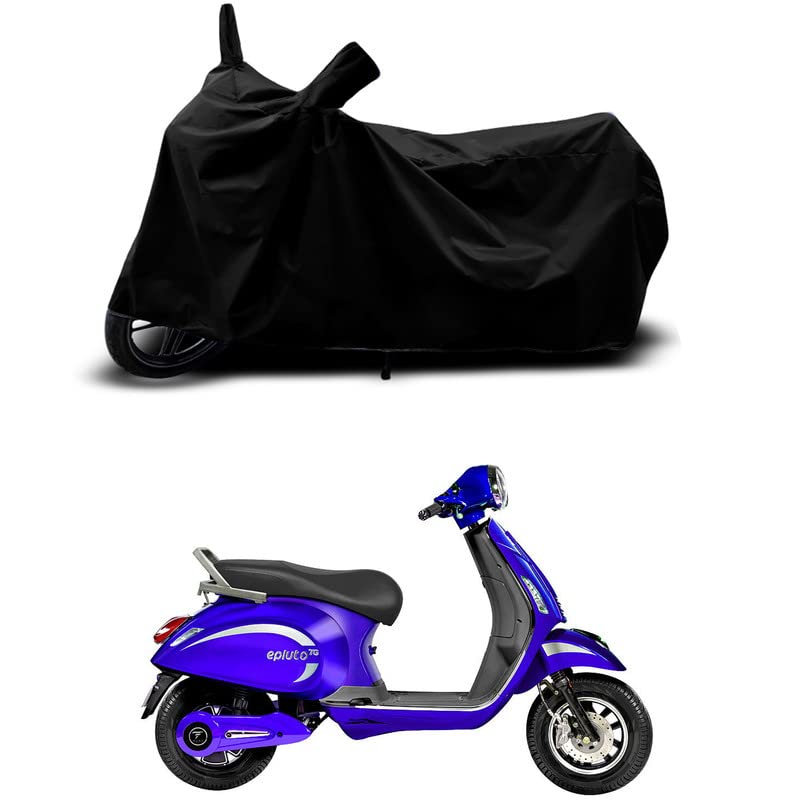 Image of 100% Scratchproof /UV-Rays /Heat Protection /Birds Dropping /Water Resistant /Dust Proof /Waterproof /Bike Scooty Two Wheeler Body Cover Compatible for Pure EV Epluto 7G STD All Varients[Black]