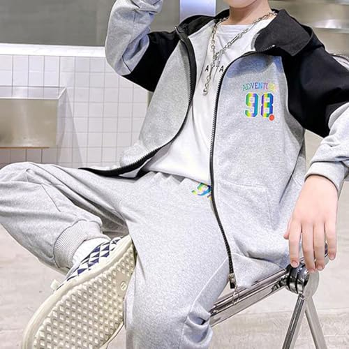 Boys Tracksuit Activewear Long Sleeve Zipper Hoodies Sweatshirt And Sweatpants Outfit Piece Jogging Set3