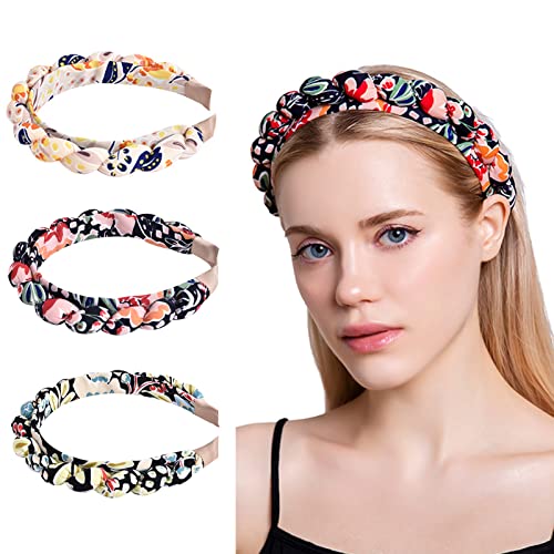 Gloppie Boho Headbands for Women Hair Accessories Soft Hairband Fashion Floral Headband Girls 3 Pack