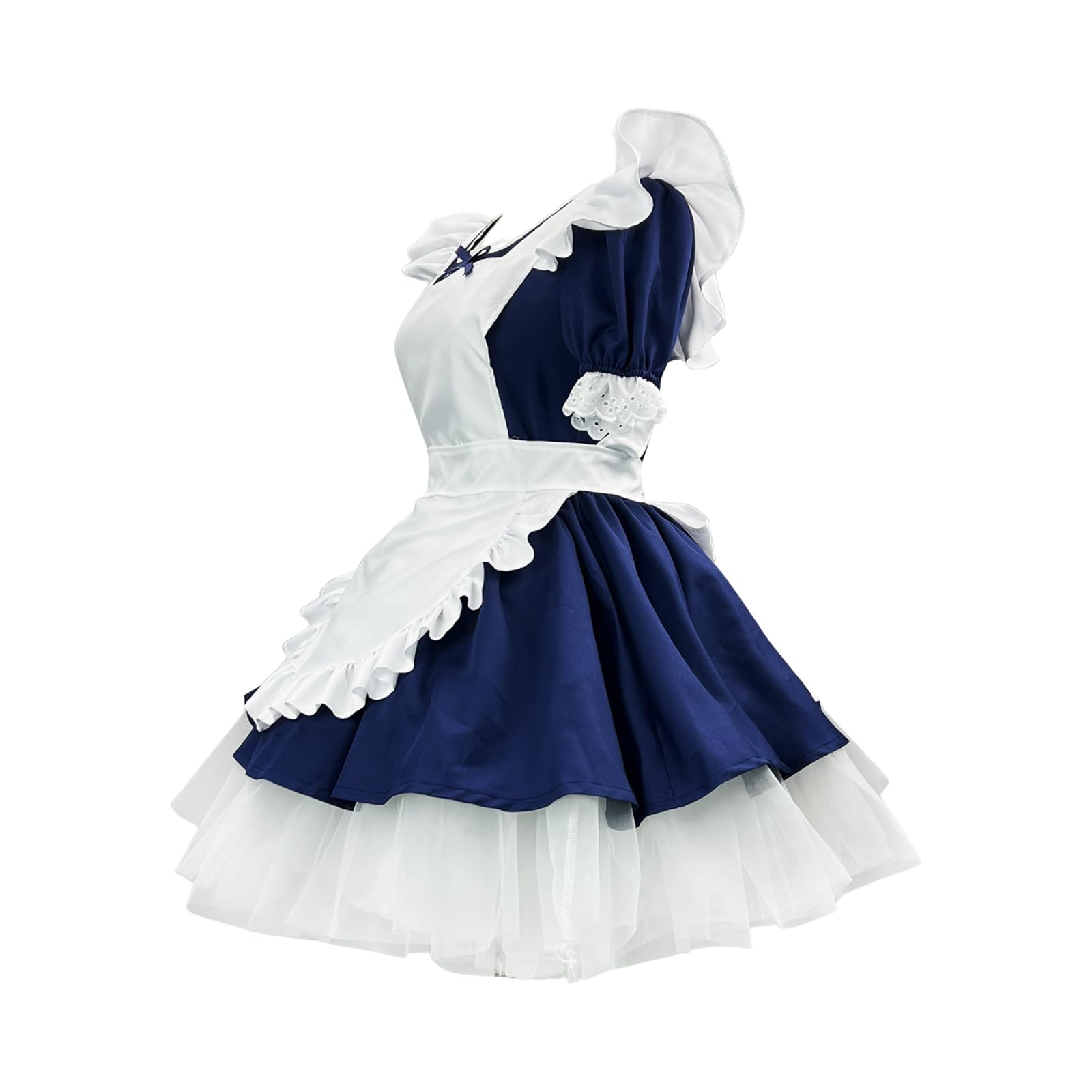 maxToonrain Maid Costume Women French Dress Lolita Valentines Day Gifts Maid Outfit Set for Womens Girls(4PCS)(Navy Blue,S) - Image 3