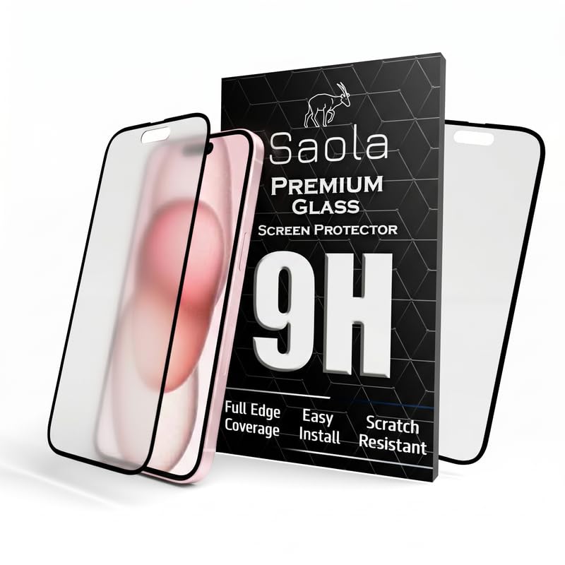 Image of Saola HD Matte Tempered Glass With 18H Hardness For Apple Iphone 15 Plus (Pack Of 2) with Hassle-less Installation Kit. Full screen Coverage. 6.7 inch