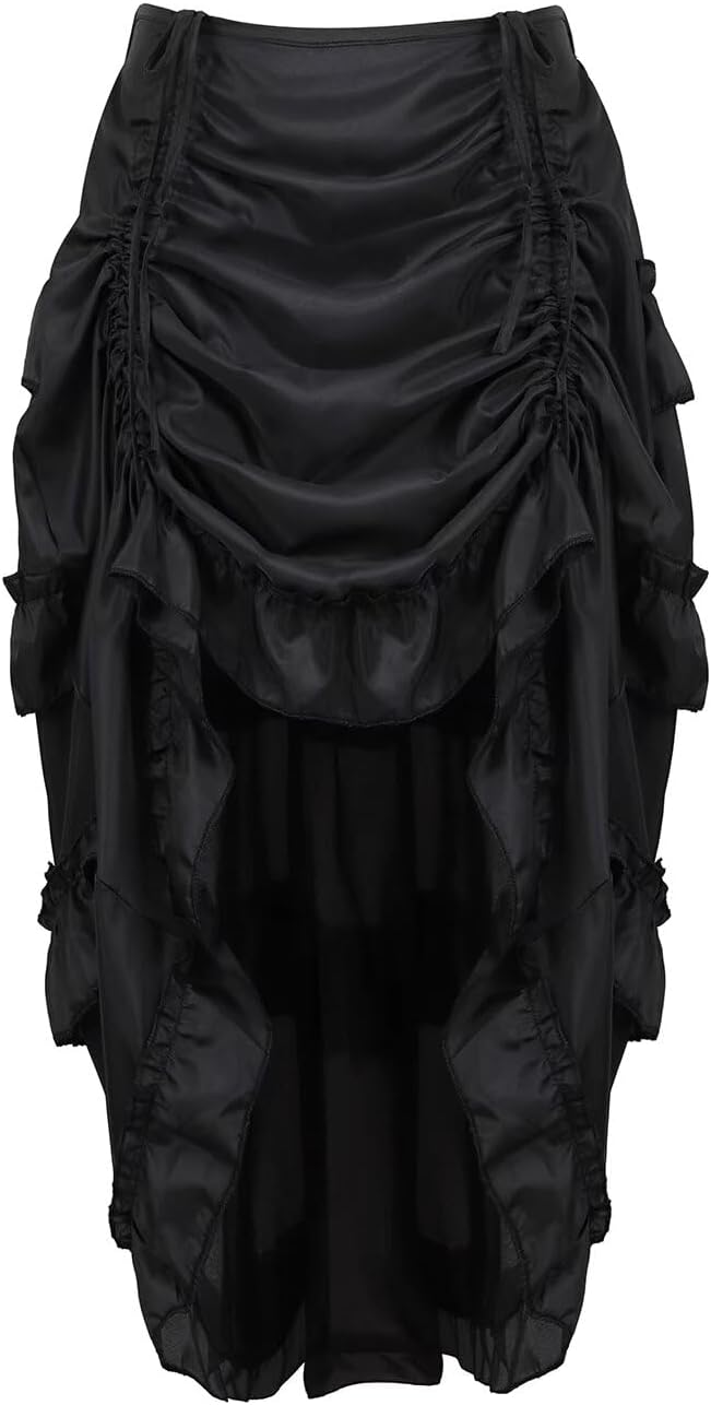 Corset Skirt Dress Burlesque Lingerie Top 3 Piece Bustier Straps Women's Halloween Lace Up Boned