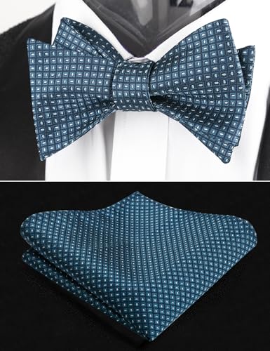 Image of Alizeal Mens 2pcs Solid Self-tied Bow Tie Set | Alizeal Mens 2pcs Self-tied Solid /Animal Bow Tie and Pocket Square Set Perfect for Wedding Business Formal Events