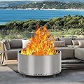 GarveeLife 27" Smokeless Fire Pit with Air Switch, Wood Burning Portable Stainless Steel Outdoor Firepit with Stand and Ash Pan, Ideal for Camping for Backyard Patio and Picnic? H: 11.5 in, 26.9 lbs