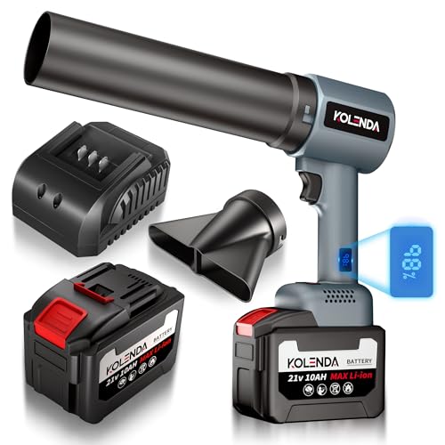 KOLENDA Handheld Cordless Lightweight Powerful Car Dryer Air Blower with 1800G & 335MPH Powerful, Air Duster Electric Leaf Blower Cleaning Dryer Turbo for Patio Cleaning, Lawn Care and Car Drying