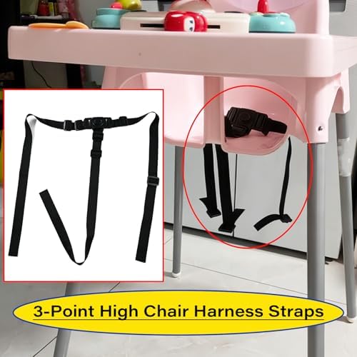 3-Point Harness Straps Belt for High Chair,Universal Adjustable Harness Strap Replacement for High Chair/Pushchair/Stroller(Black) — view 4