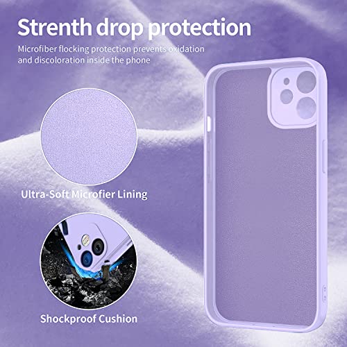 Image of VONZEE Square Candy Liquid Silicone iPhone Case Cover for iPhone 12 Mini, All Cube Series with Microfiber Lining Compatible iPhone 12 Mini (5.4 inch) (iPhone 12 MINI, Lavender)