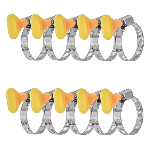 LonESA Edelstahl-Schlauchschellen Set – 15 Stück, Verstellbar 25-38 Mm, Mit Gelbem Griff