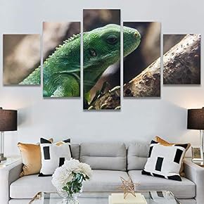 SIGNWIN 5 Panel Canvas Wall Art Alligators Closeup...
