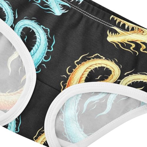 Teal Orange Dragons Black Panties Little Girl Toddler Girls Underwear Cotton Stylish Underpants Briefs 2t4