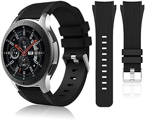 HSWAI Compatible with Samsung Galaxy Watch 46mm Bands/ Gear S3 Frontier, Classic Watch Bands/ Galaxy Watch 3 Bands 45mm, 22mm Soft Silicone Bands Bracelet Sports Strap for Men & Women. (Black)