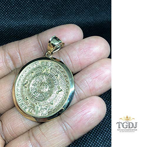 Tgdj Gold Aztec Charm Mayan Calendar Pendant, 1.4" Diameter #TOP2