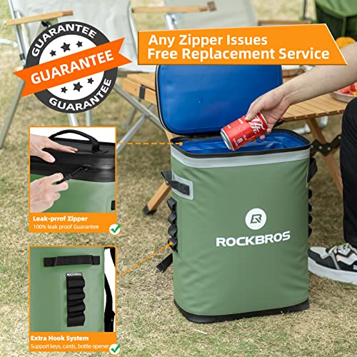 Rockbros Backpack Cooler Leak-Proof Soft Sided Cooler Waterproof Insulated Backpack Cooler Bag 36 Can Soft Cooler For Camping Fishing Party Outdoor Adventure Picnic #TOP1