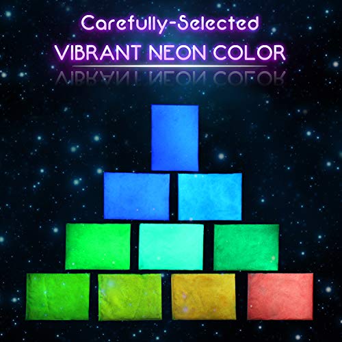 Glow In The Dark Pigment Powder - Epoxy Resin Color Pigment Dyes For Diy Slime Coloring Kit - Luminous Skin Safe Long Lasting Self Glowing For Acrylic Paint, Nail Art, Painting, Crafts - 0.4Oz Each #TOP1