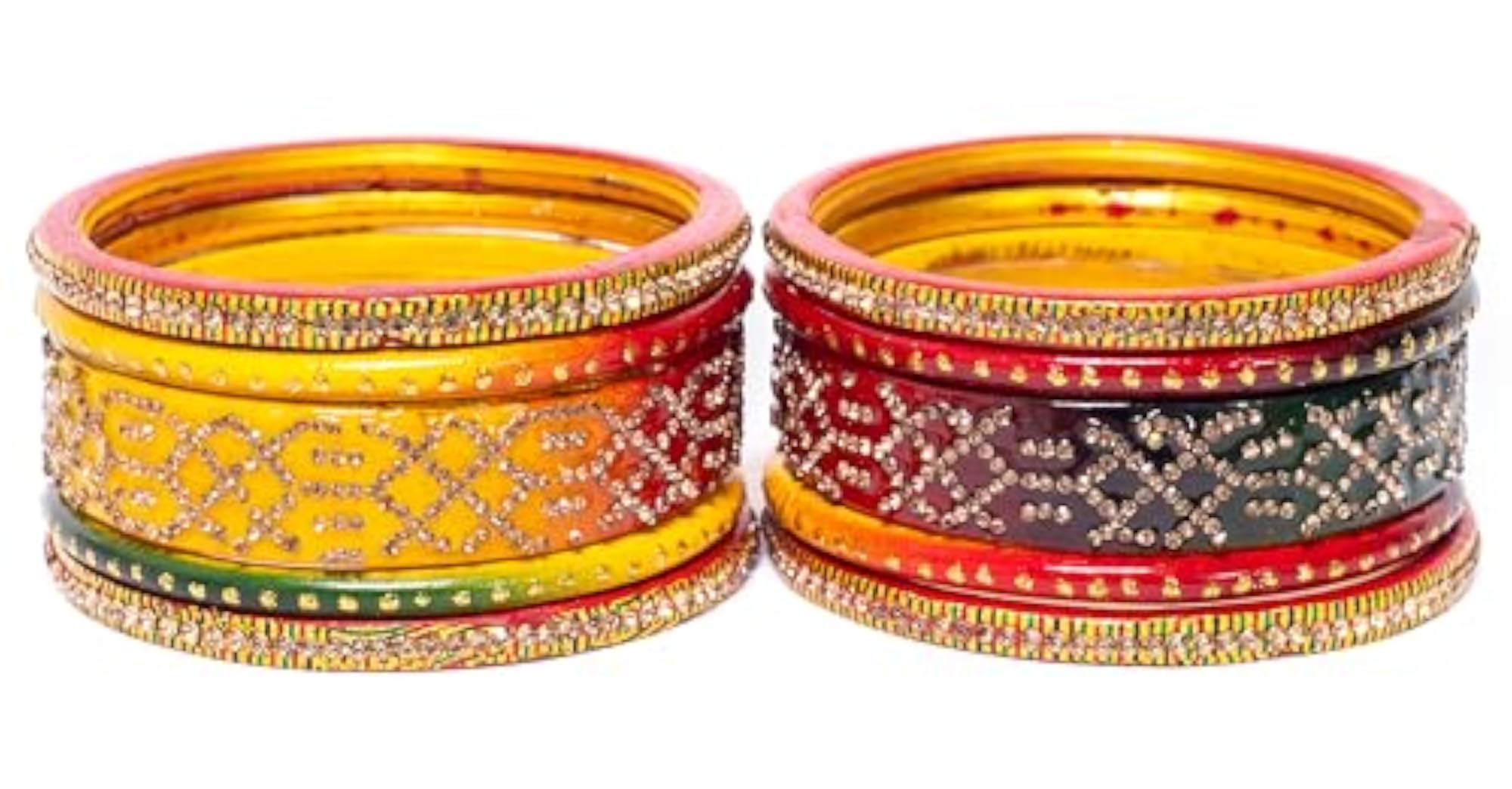 Women's Lah/Lac Bangles Set with Zirconic Work