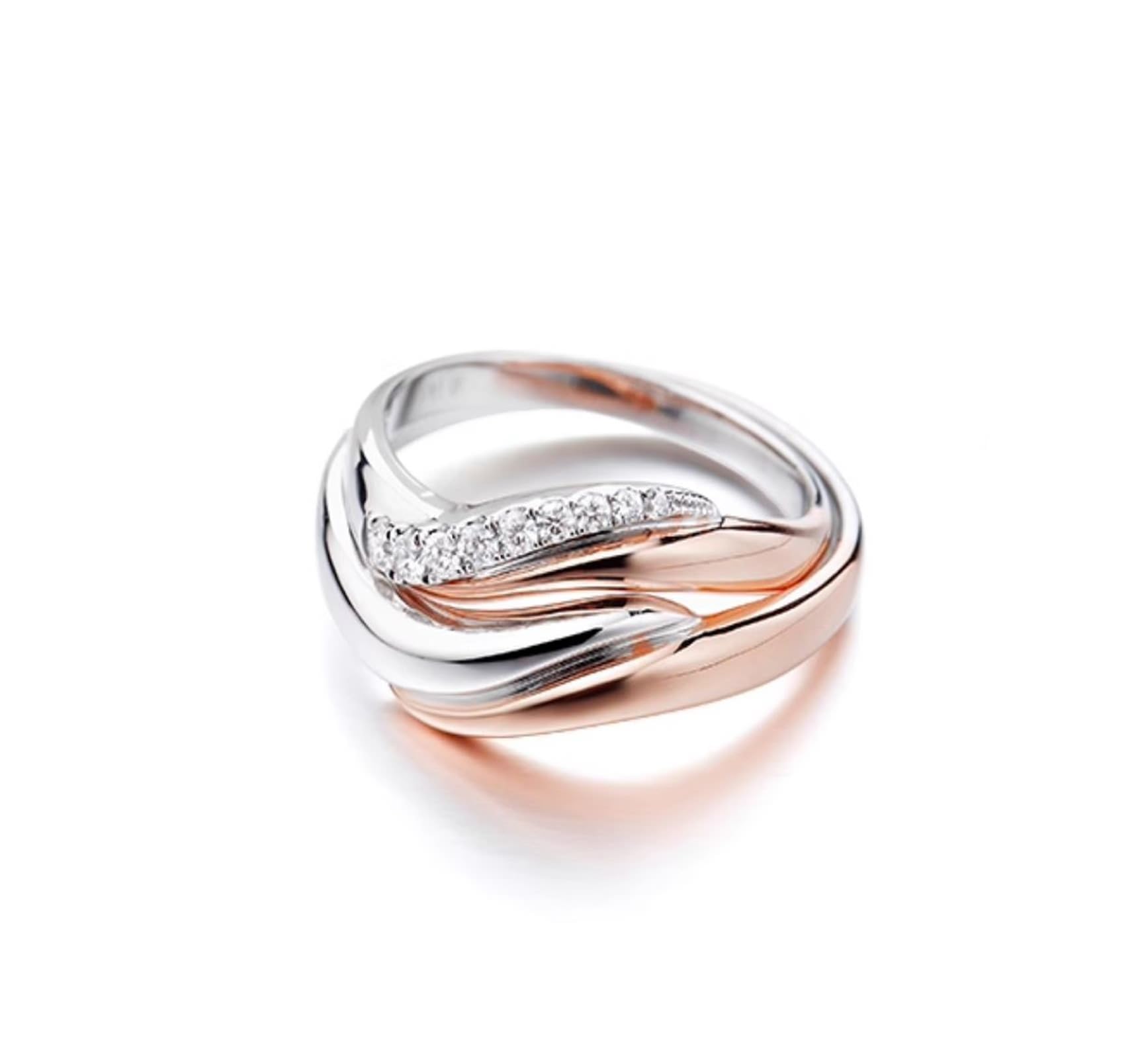 Wycian Anillos Hombre Anillo Unico Oro Blanco de 9 Quilates Y Oro Rosa Polaco Talla 27 Sólido No Chapado Moda para Esposa Día de La Madre Joyas