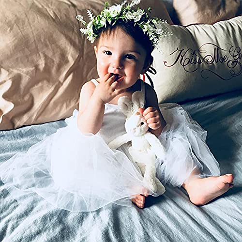 Ever Fairy Tieback Flower Crown Headband Baby Girl Toddler Woodland Green Leaf Floral Crown Wreath 3 Pcs/Set(White+Pink+Dark Pink)2