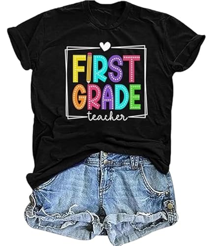 FCGHSII First Grade Teacher Shirt for Women: Teach Life T-Shirt Tops Teching Gift Short Sleeve